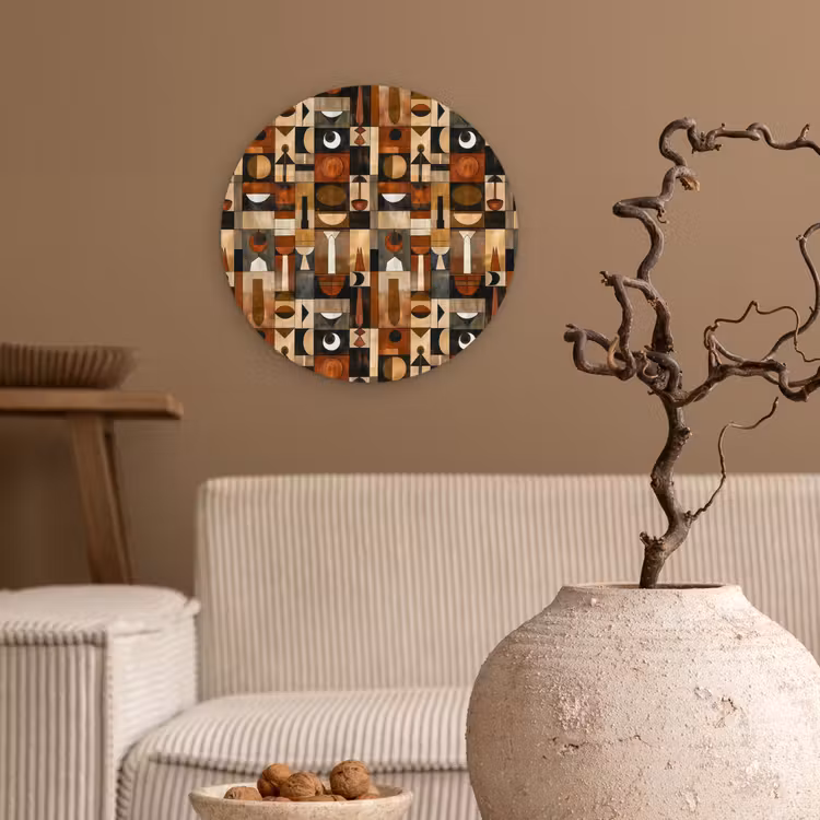 Forexbild Rund - Terrakotta – Geometrisch – Mid-Century – Muster — 2