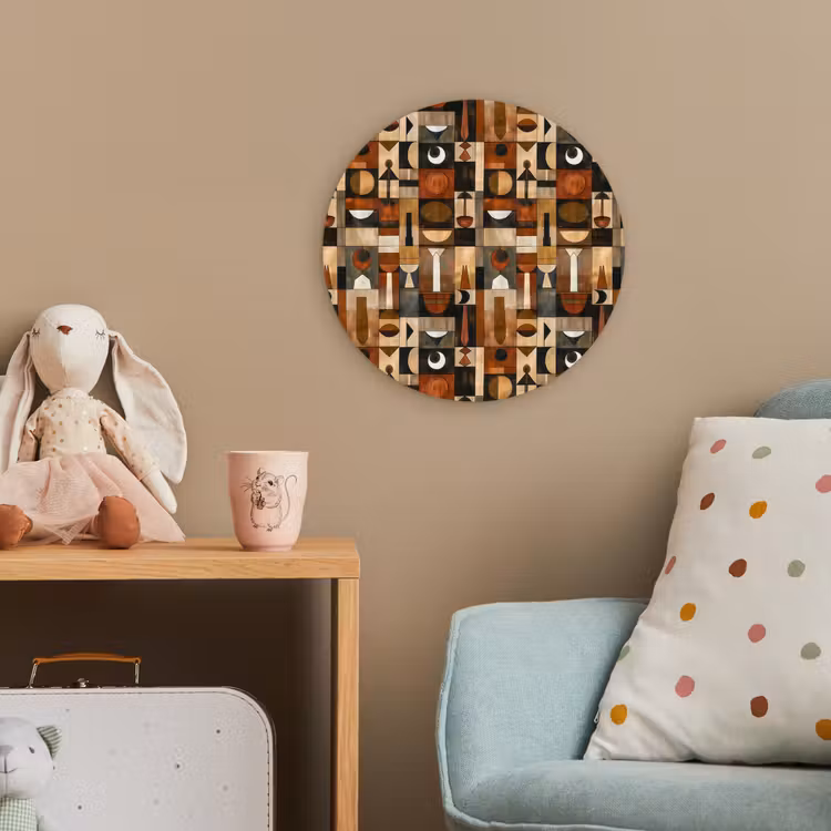 Forexbild Rund - Terrakotta – Geometrisch – Mid-Century – Muster — 5