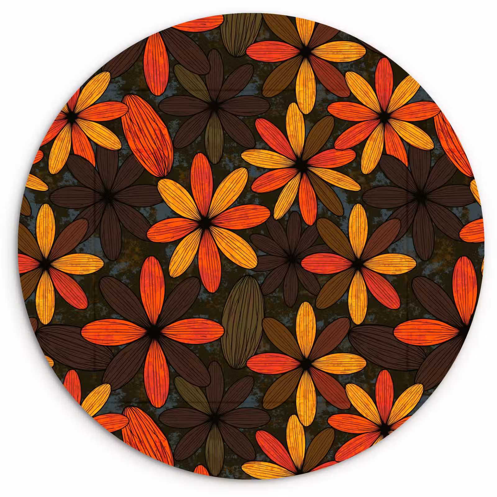 Forexbild Rund - Orange – Retro – Blumen – Herbst — 1