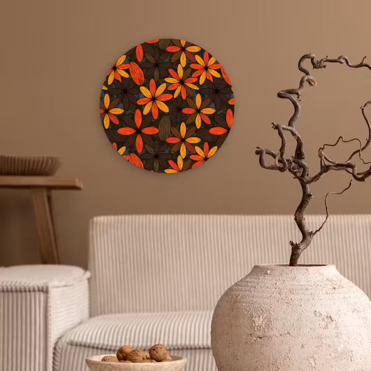 Forexbild Rund - Orange – Retro – Blumen – Herbst — 2