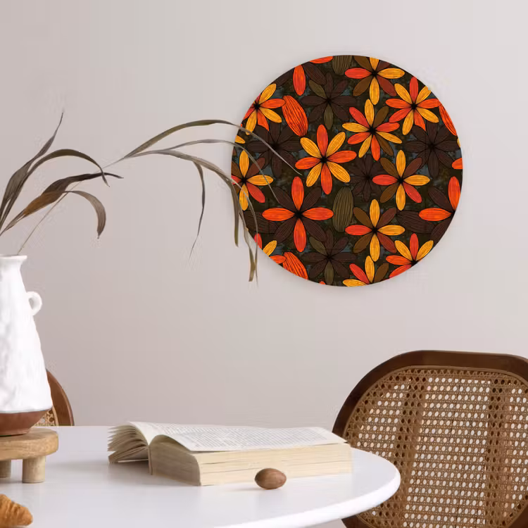 Forexbild Rund - Orange – Retro – Blumen – Herbst — 4