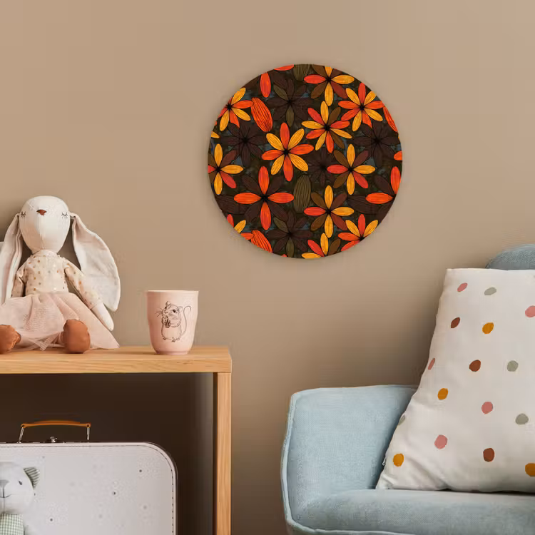 Forexbild Rund - Orange – Retro – Blumen – Herbst — 5