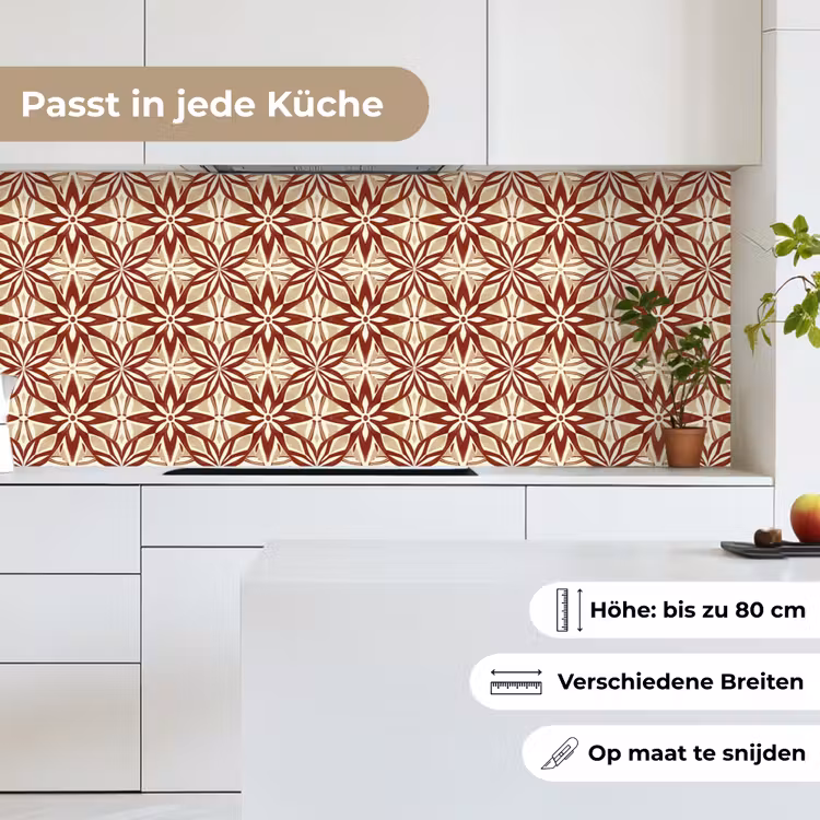 Küchenrückwand - Bordeauxrot – Geometrisch – Fliese – Muster — 7