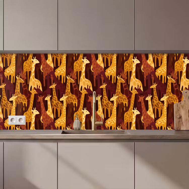 Küchenrückwand - Braun – Giraffen – Safari – Muster — 1
