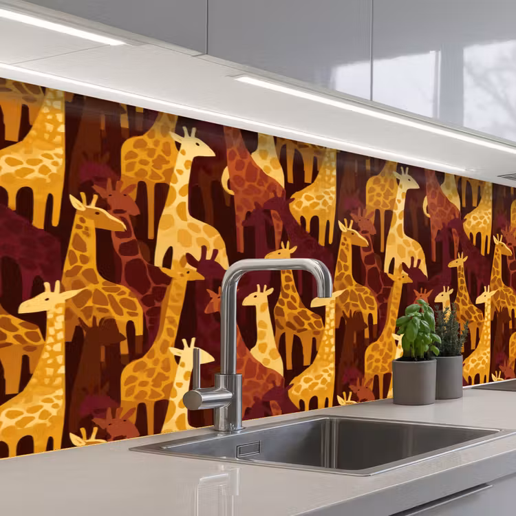 Küchenrückwand - Braun – Giraffen – Safari – Muster — 2