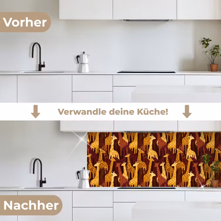 Küchenrückwand - Braun – Giraffen – Safari – Muster — 3