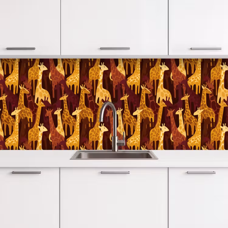 Küchenrückwand - Braun – Giraffen – Safari – Muster — 4