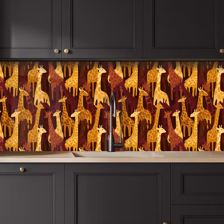 Küchenrückwand - Braun – Giraffen – Safari – Muster — 6