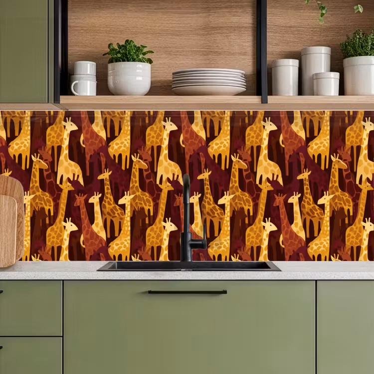 Küchenrückwand - Braun – Giraffen – Safari – Muster — 8