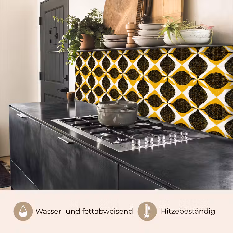 Küchenrückwand - Gelb – Schwarz – Geometrisch – Retro – Struktur — 5