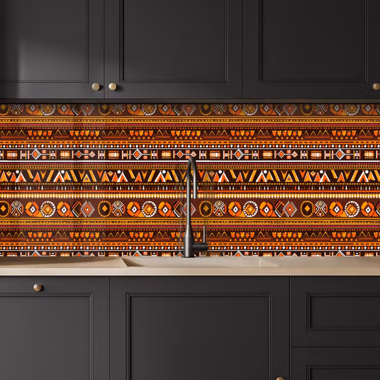 Küchenrückwand - Orange – Ethnisch – Tribal – Geometrisch – Muster — 6