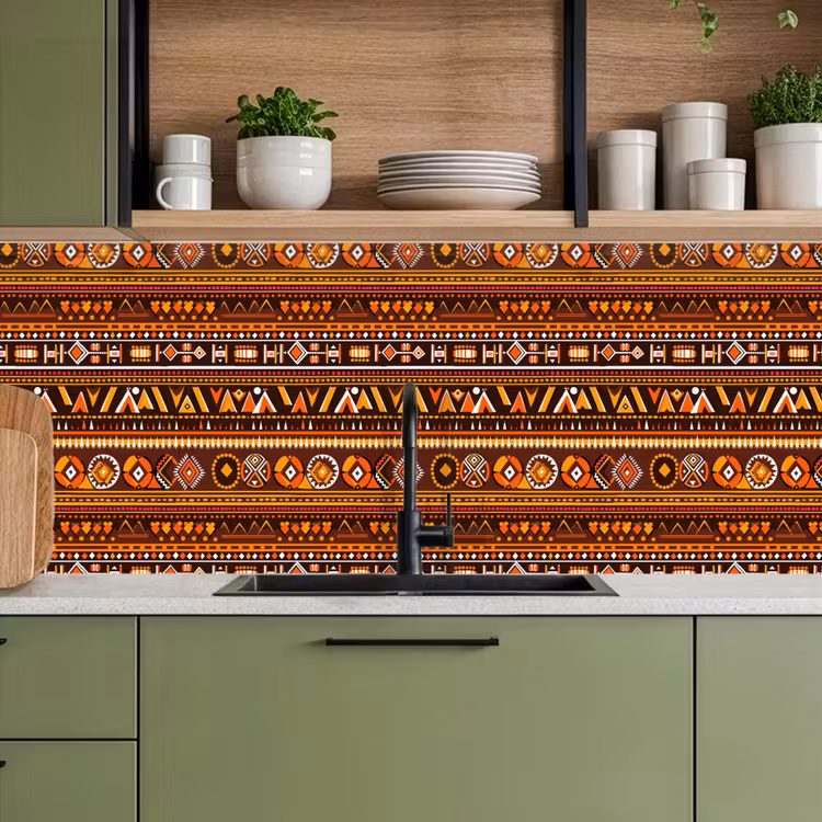 Küchenrückwand - Orange – Ethnisch – Tribal – Geometrisch – Muster — 8