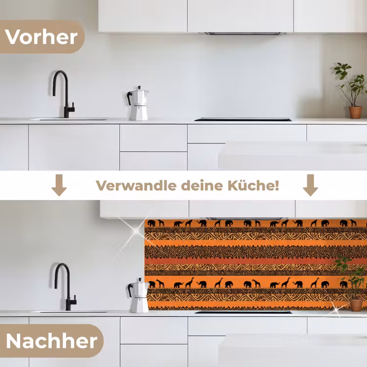 Küchenrückwand - Orange – Safari – Afrikaans – Tiere – Muster — 3