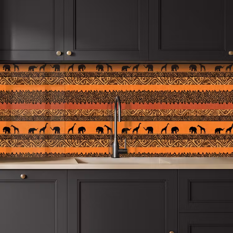 Küchenrückwand - Orange – Safari – Afrikaans – Tiere – Muster — 6