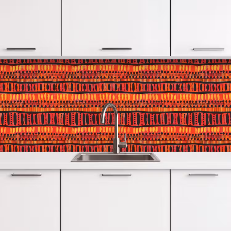 Küchenrückwand - Rot – Orange – Ethnisch – Ausdrucksstark – Muster — 4
