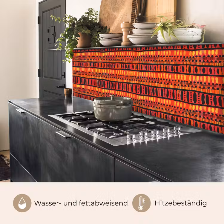 Küchenrückwand - Rot – Orange – Ethnisch – Ausdrucksstark – Muster — 5