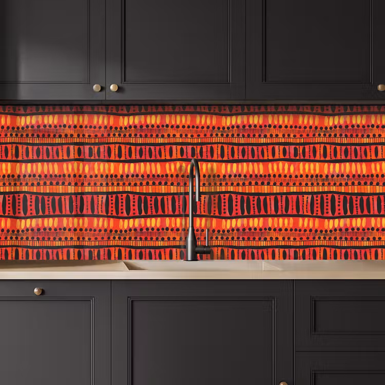 Küchenrückwand - Rot – Orange – Ethnisch – Ausdrucksstark – Muster — 6