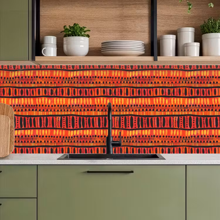 Küchenrückwand - Rot – Orange – Ethnisch – Ausdrucksstark – Muster — 8