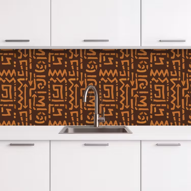 Küchenrückwand - Schokoladenbraun – Ethno – Tribal – Symbole — 4