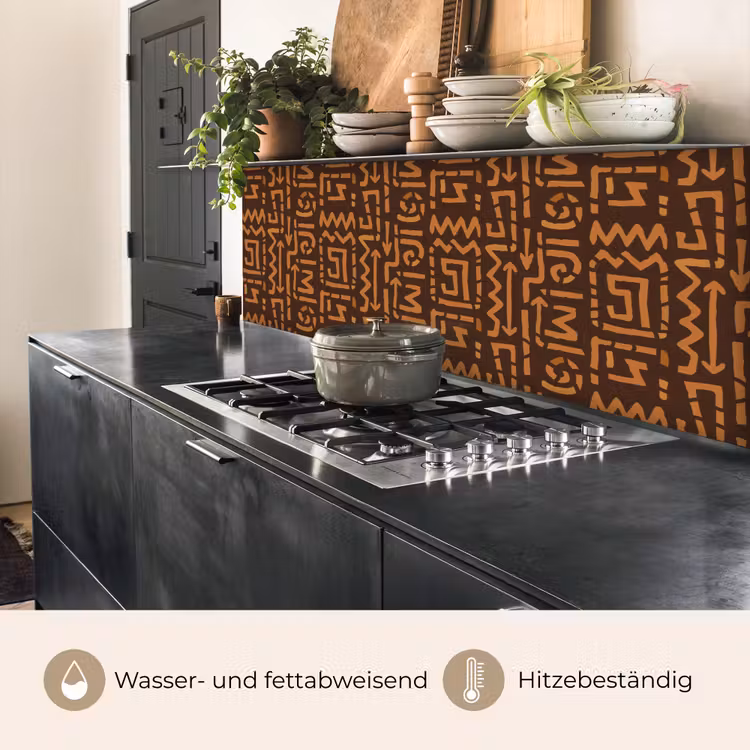 Küchenrückwand - Schokoladenbraun – Ethno – Tribal – Symbole — 5