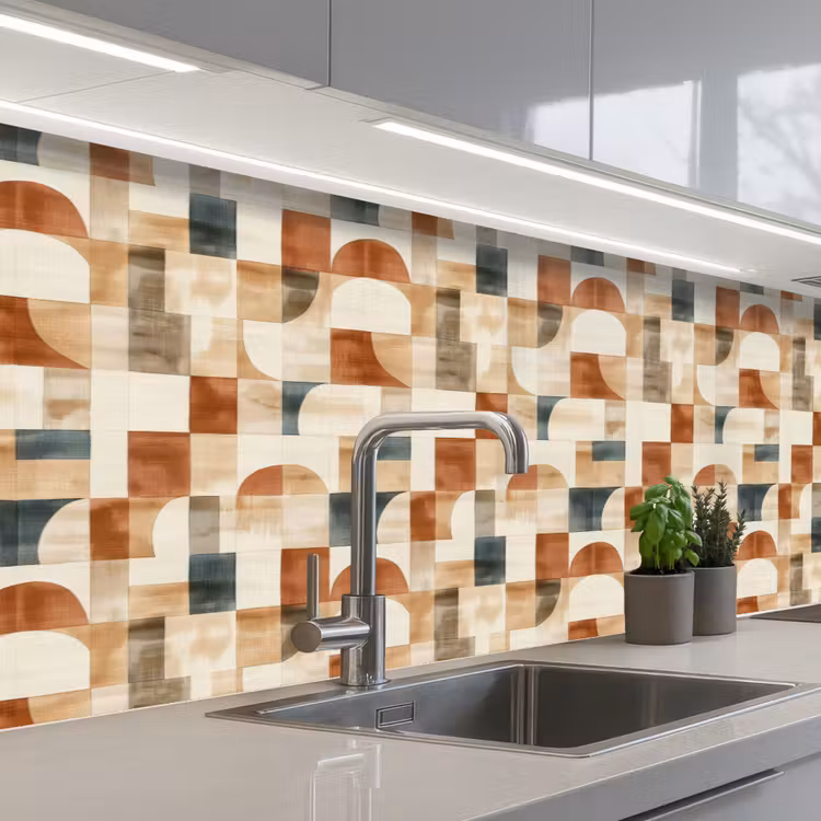 Küchenrückwand - Terrakotta – Geometrisch – Aquarell – Textur — 2