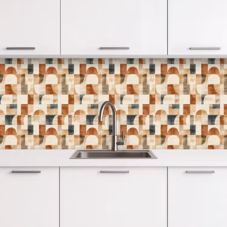 Küchenrückwand - Terrakotta – Geometrisch – Aquarell – Textur — 4