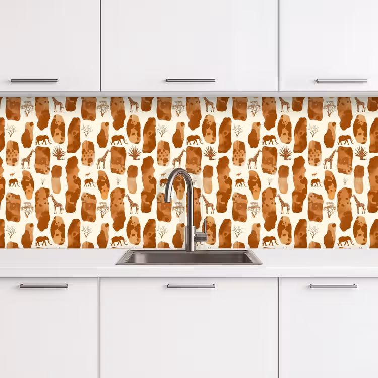 Küchenrückwand - Terrakotta – Safari – Tiere – Muster — 4