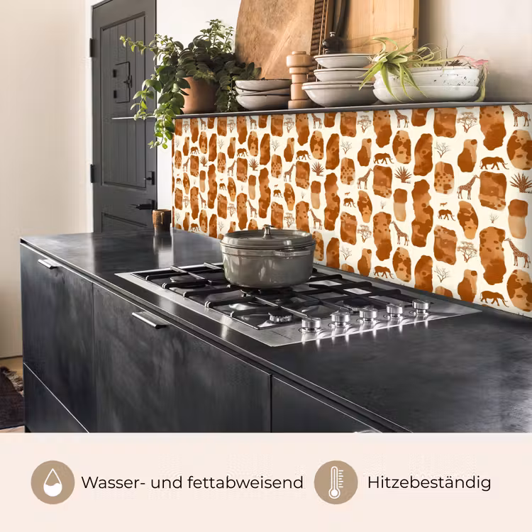 Küchenrückwand - Terrakotta – Safari – Tiere – Muster — 5