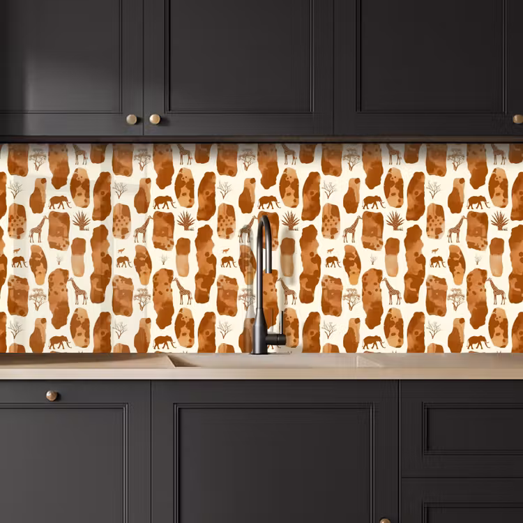 Küchenrückwand - Terrakotta – Safari – Tiere – Muster — 6