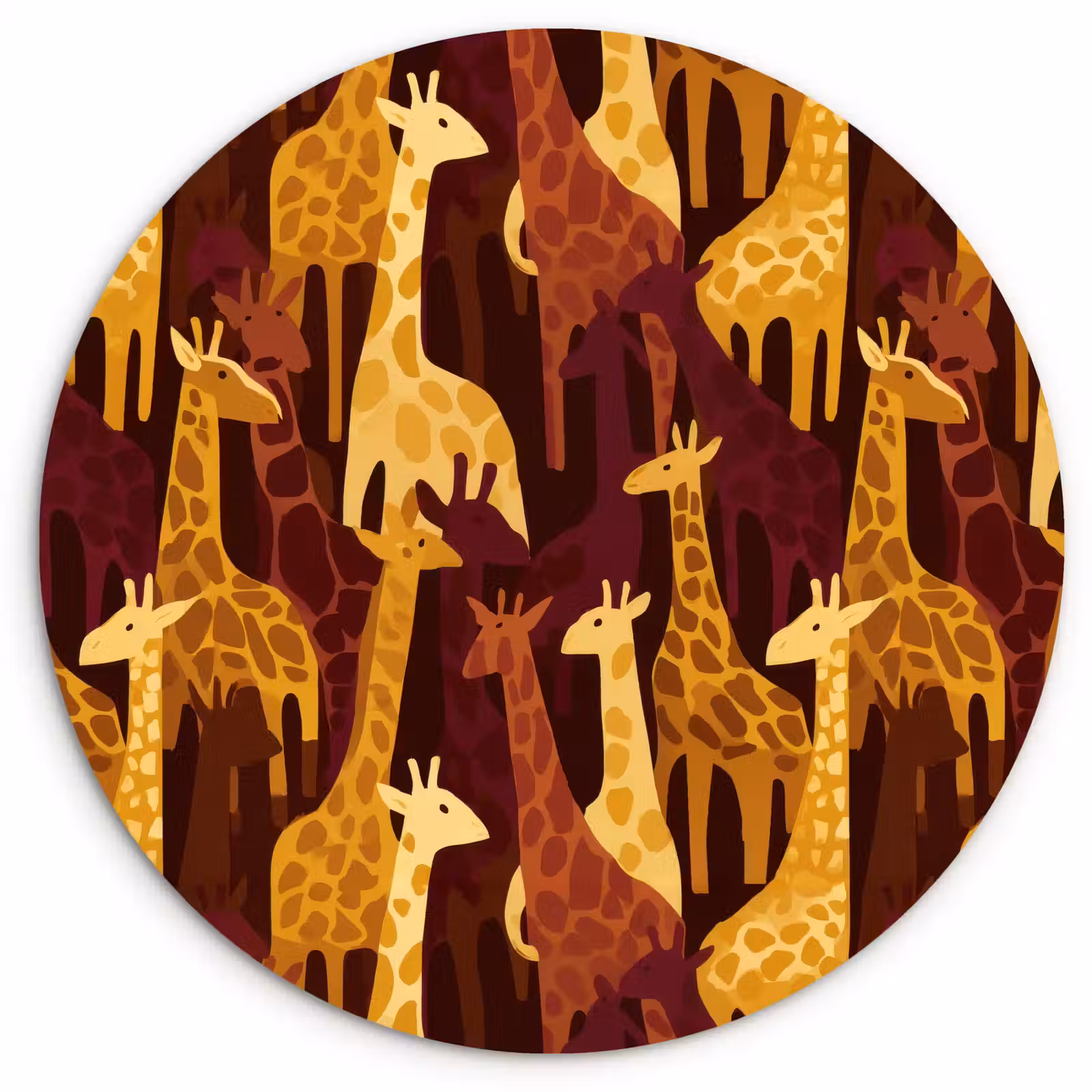 Forexbild Rund - Braun – Giraffen – Safari – Muster — 1