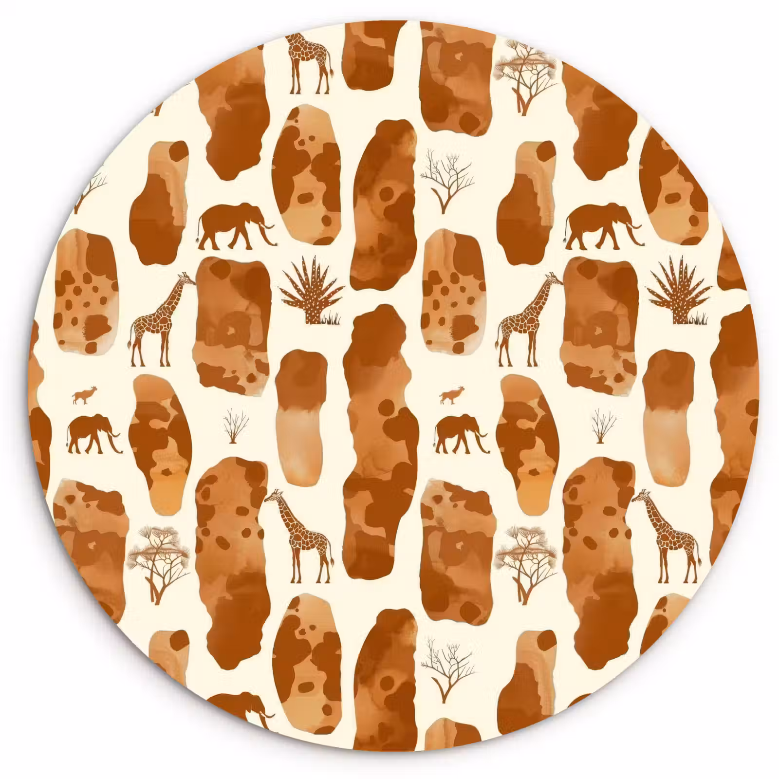 Forexbild Rund - Terrakotta – Safari – Tiere – Muster — 1
