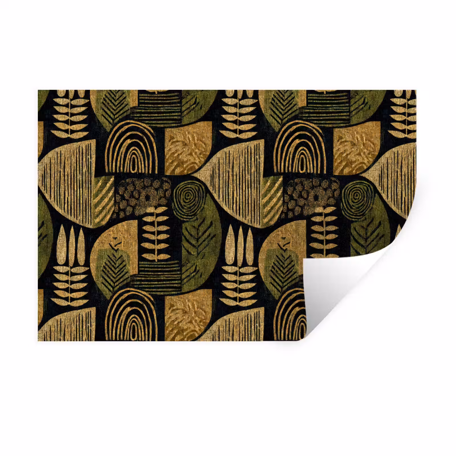 Wandtattoo – Schwarz – Ockergelb – Botanisch – Textur — 1