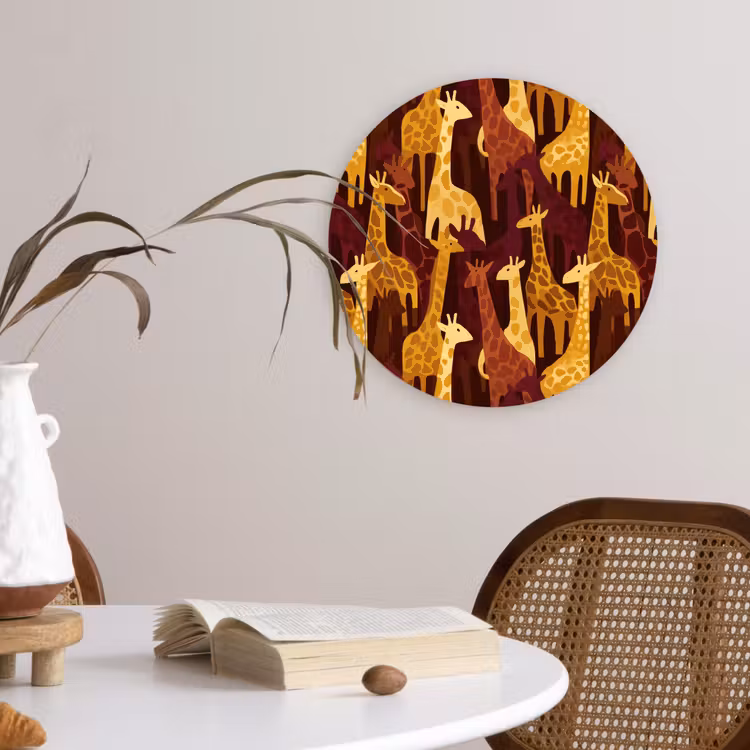 Forexbild Rund - Braun – Giraffen – Safari – Muster — 4