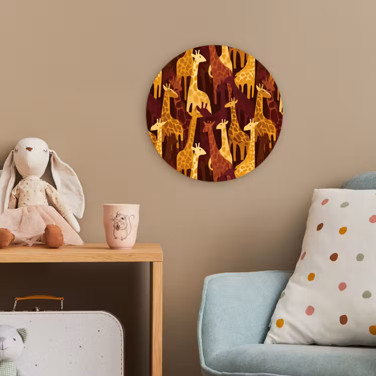 Forexbild Rund - Braun – Giraffen – Safari – Muster — 5