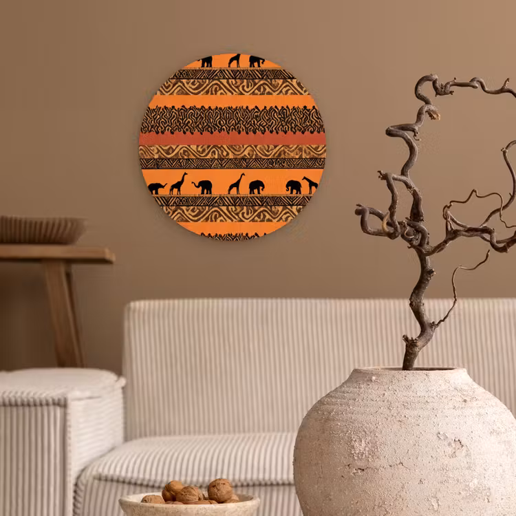 Forexbild Rund - Orange – Safari – Afrikaans – Tiere – Muster — 2