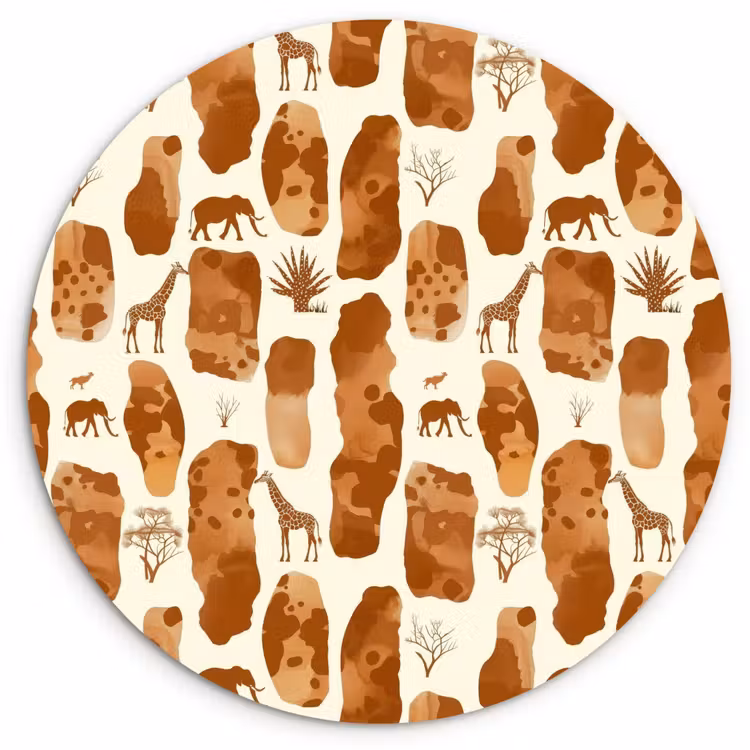 Forexbild Rund - Terrakotta – Safari – Tiere – Muster — 1
