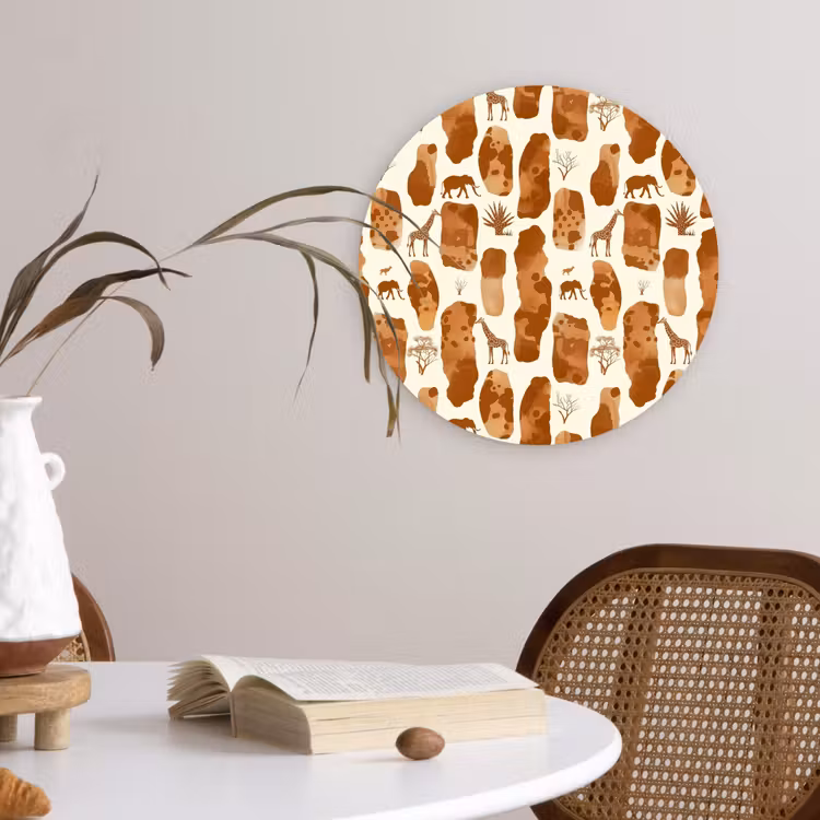 Forexbild Rund - Terrakotta – Safari – Tiere – Muster — 4