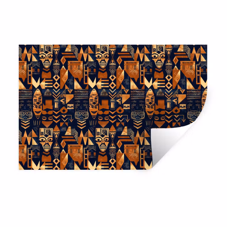 Wandtattoo – Nachtblau – Kupfer – Tribal – Masken — 1