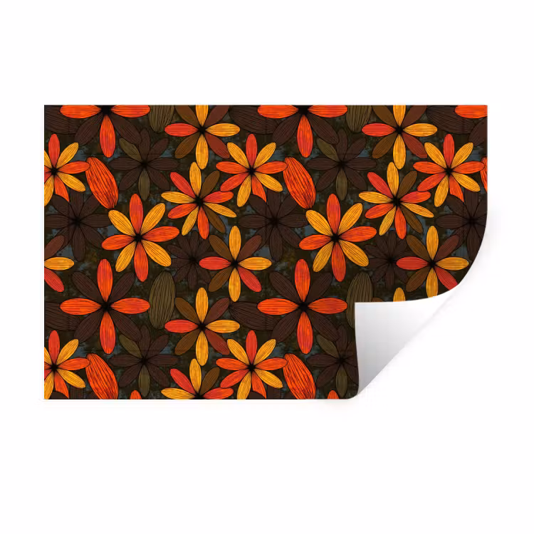 Wandtattoo – Orange – Retro – Blumen – Herbst — 1
