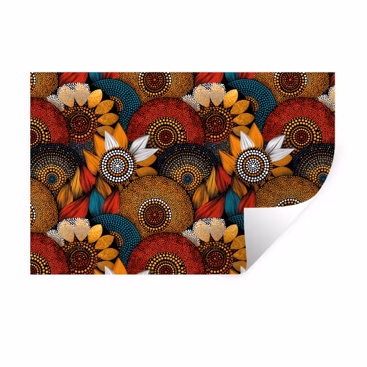 Wandtattoo – Farbenfroh – Aborigine – Punktmalerei – Botanisch – Muster — 1