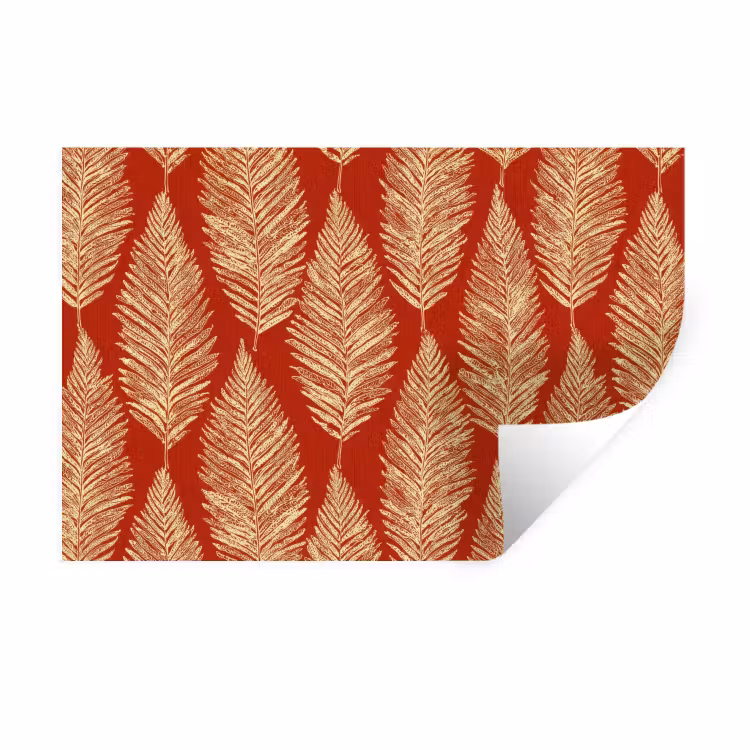 Wandtattoo – Rot – Botanisch – Farn – Muster — 1