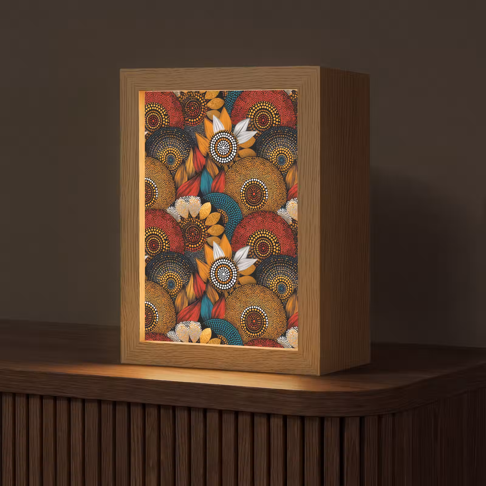 Personalisierte Lightbox - Farbenfroh – Aborigine – Punktmalerei – Botanisch – Muster — 1
