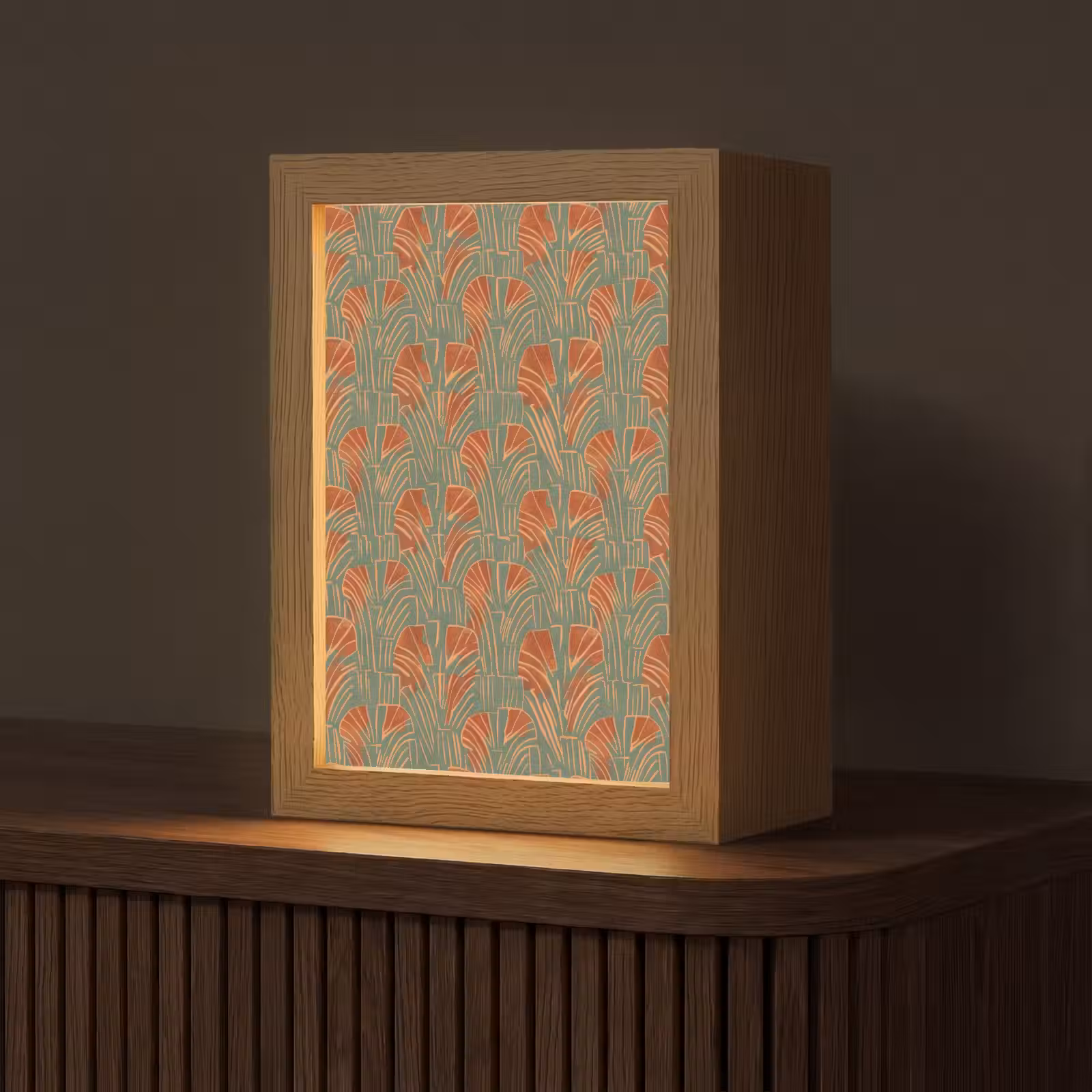 Personalisierte Lightbox - Grün – Terrakotta – Deko – Fächer — 1