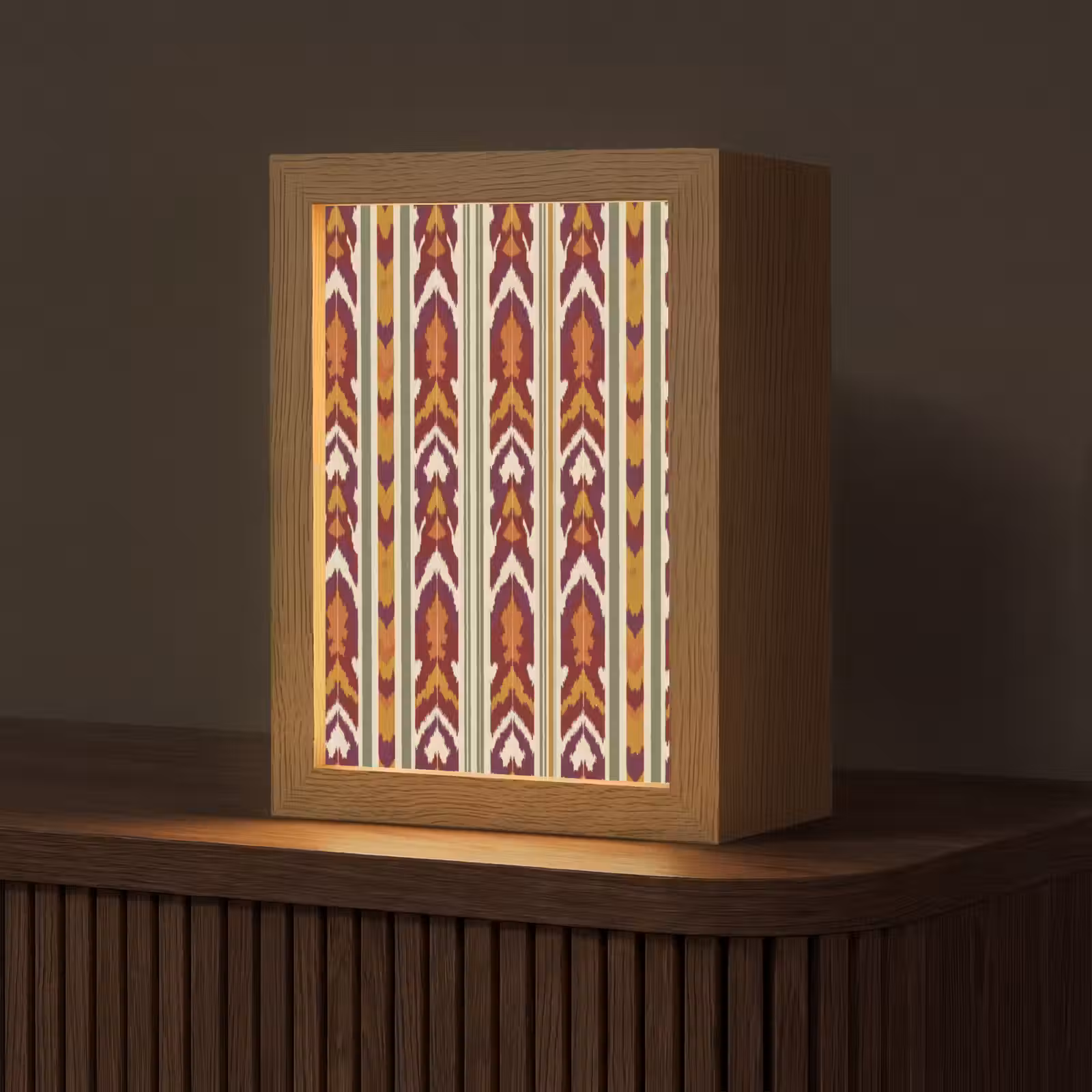 Personalisierte Lightbox - Ikat – Bordeauxrot – Ethno – Muster — 1