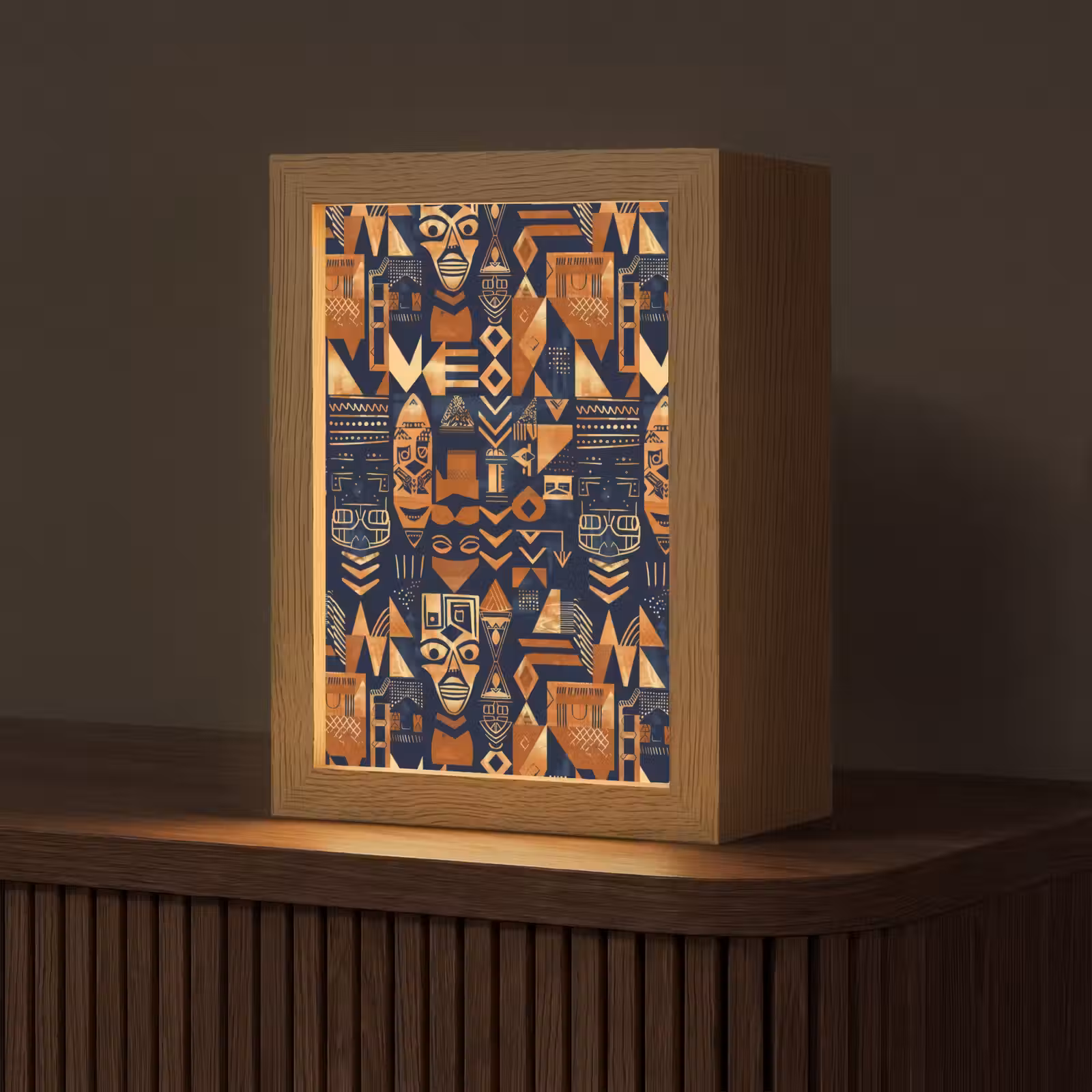 Personalisierte Lightbox - Nachtblau – Kupfer – Tribal – Masken — 1