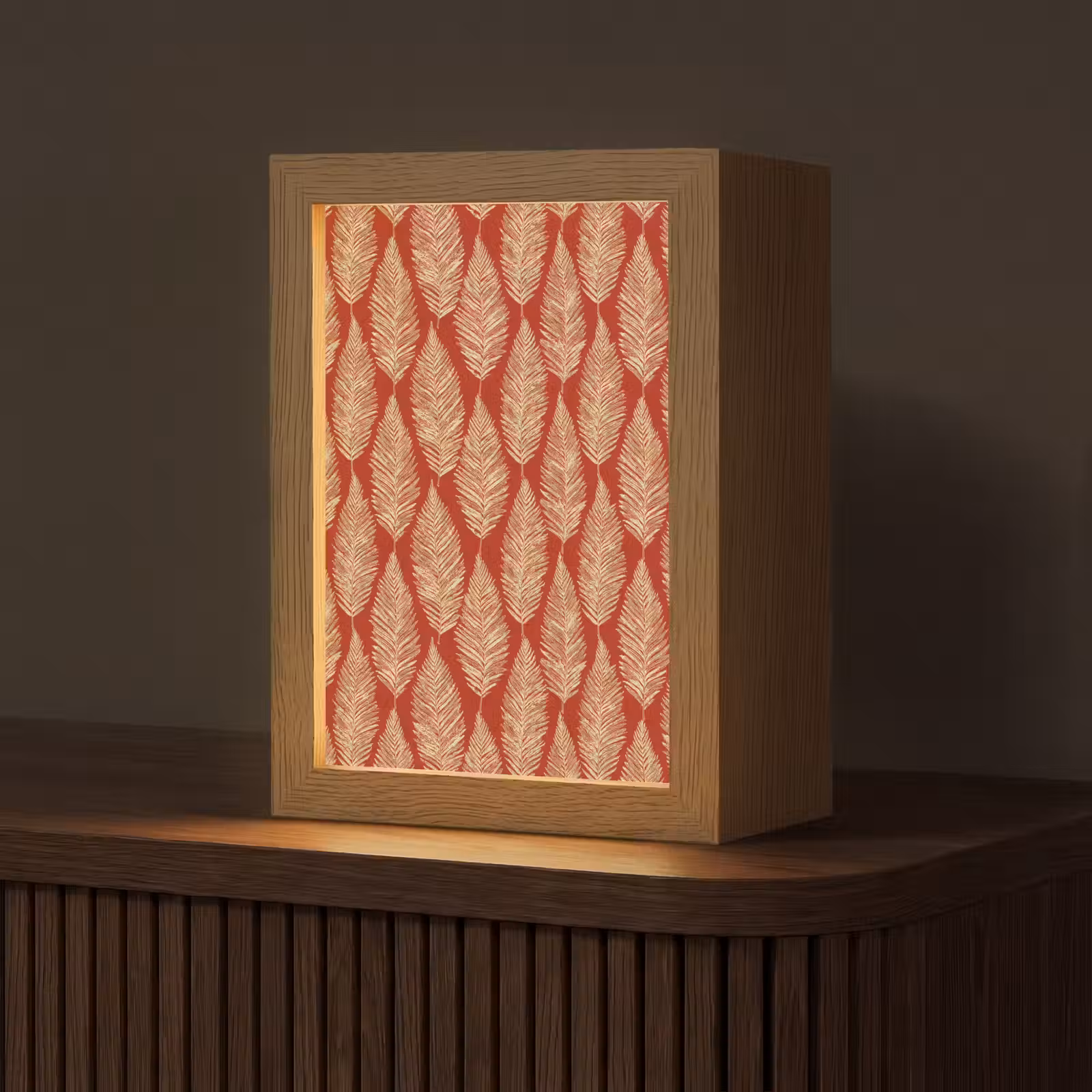 Personalisierte Lightbox - Rot – Botanisch – Farn – Muster — 1