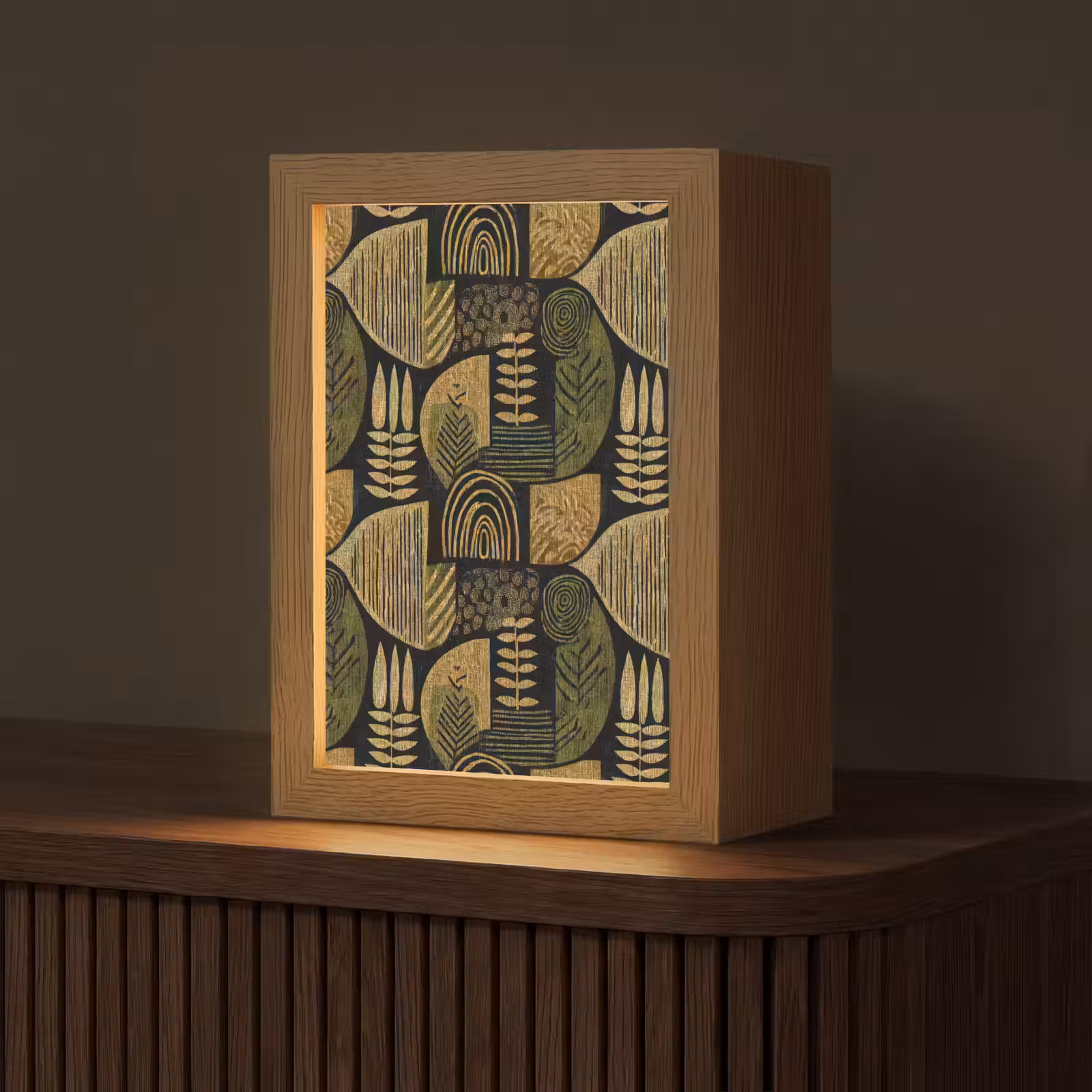 Personalisierte Lightbox - Schwarz – Ockergelb – Botanisch – Textur — 1
