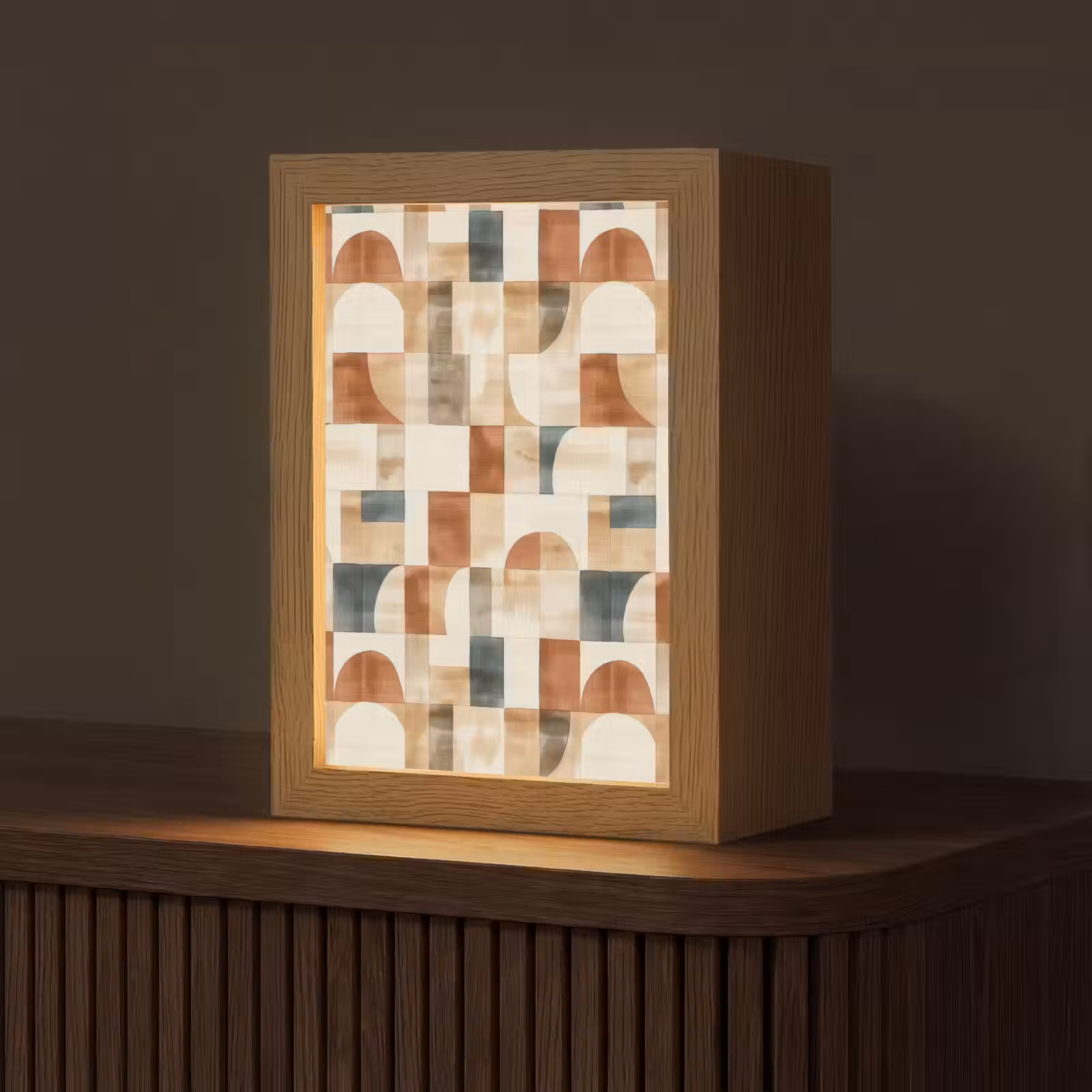 Personalisierte Lightbox - Terrakotta – Geometrisch – Aquarell – Textur — 1