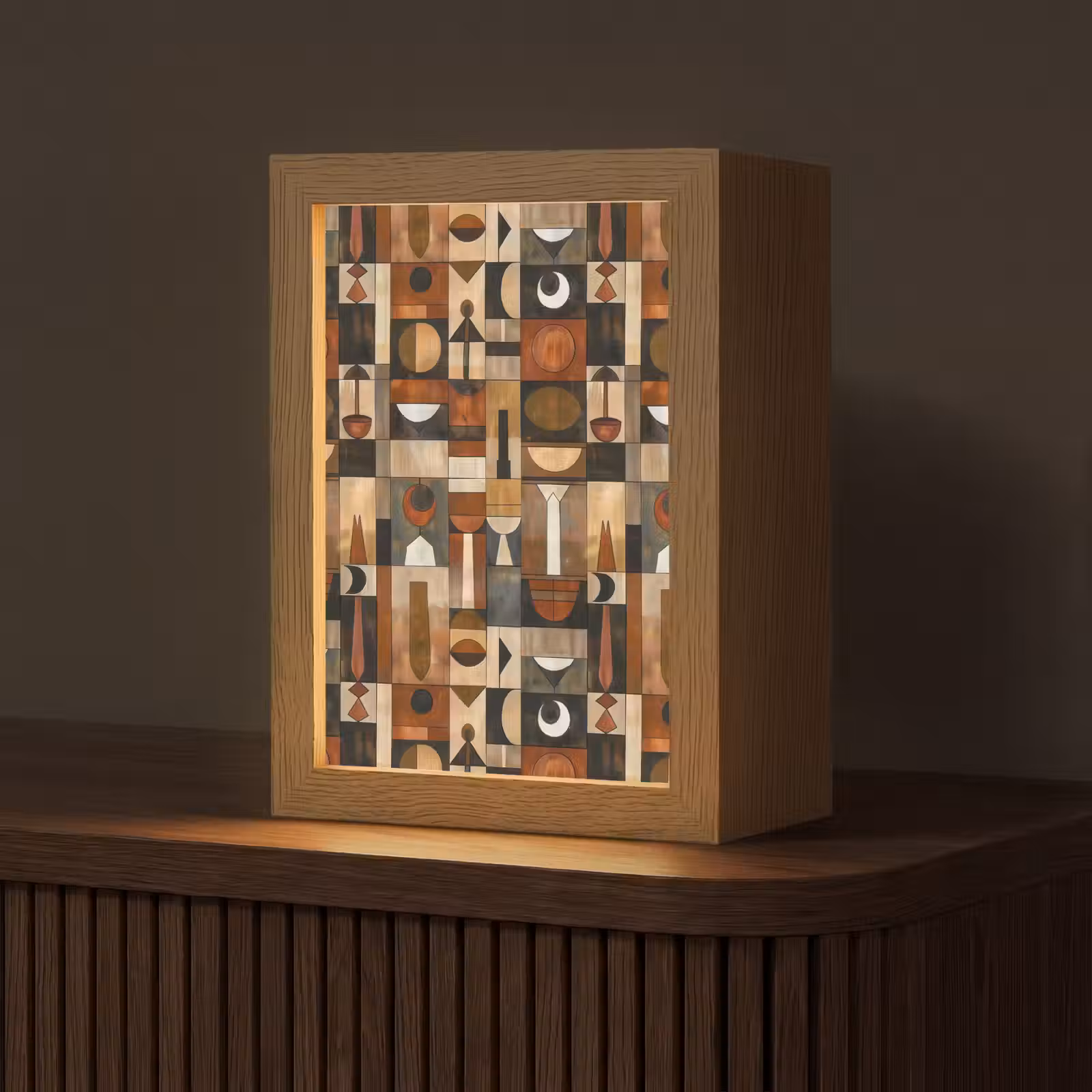 Personalisierte Lightbox - Terrakotta – Geometrisch – Mid-Century – Muster — 1