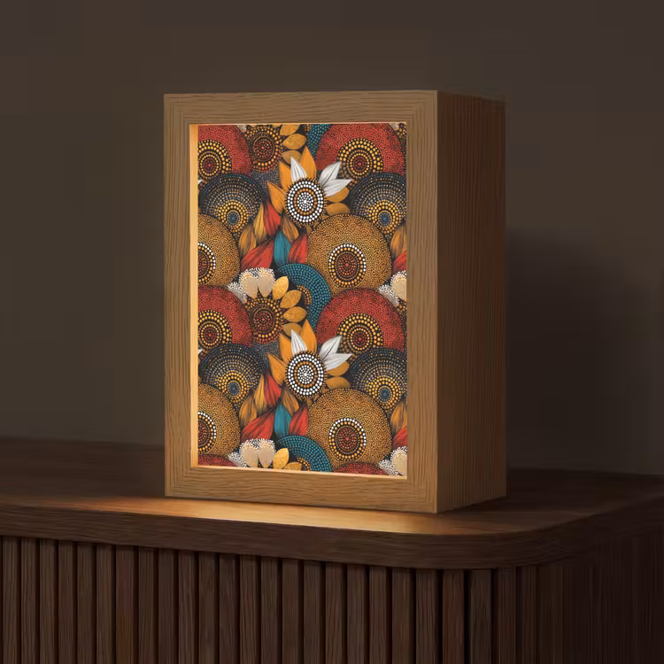 Personalisierte Lightbox - Farbenfroh – Aborigine – Punktmalerei – Botanisch – Muster — 1